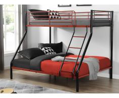 Letto a castello 90 e 140 x 190 cm Acciaio Nero e Rosso + Materasso - ELEVATIO IV