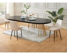 Set tavolo FIRELA + 4 sedie MASURIe Nero e Panna