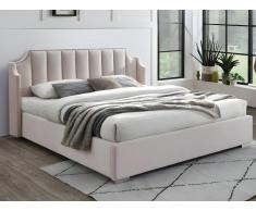 Letto con contenitore 180 x 200 cm con testata letto curva Velluto Rosa - TEOMIS