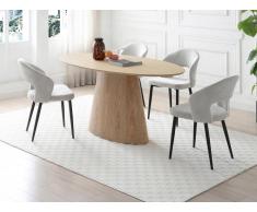 Set tavolo ANTELADA + 4 sedie NIYAMA Naturale chiaro e grigio