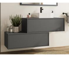 Mobile per bagno sospeso con lavabo singolo e due cassetti 94 cm Antracite - TEANA II