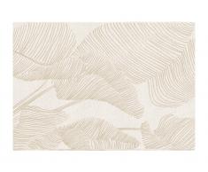 Tappeto con stampa foliage e finitura lurex lucida 160 x 230 cm Beige - VANILA