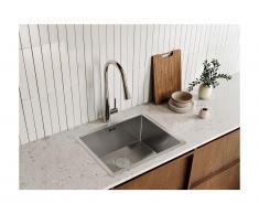 Set lavandino 55 x 45 cm SOELA + rubinetto con doccino RONA Acciaio inox Grigio e cromato