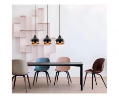 Lampadario con altezza regolabile 3 abat-jour L. 67 x H. 25/111 cm in Metallo Nero e Rame - YILDO