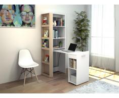 Scrivania libreria modulare 10 nicchie Naturale e Bianco - TUPELIO