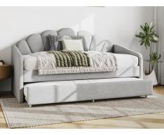 Letto a scomparsa conchiglie 2 x 90 x 190 cm Velluto Grigio - ELUSIA
