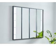 Specchio finestra atelier stile industriale con 4 fasce H. 90xL. 120 cm in ferro Nero - DUDLEY