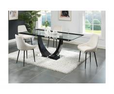 Set tavolo MEZZO II + 4 sedie MASURIE Trasparente e Panna