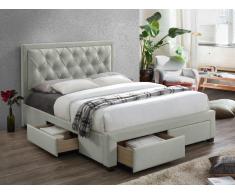 Letto con cassetti 140 x 190 cm Tessuto Velluto Beige LEOPOLD