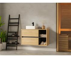 Mobile per bagno sospeso lavabo quadrato 100 cm Colore Naturale - PURNAL