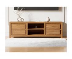 Mobile TV con 4 cassetto e 2 nicchie in Legno di teak Naturale - ALEMIA