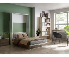 Letto estraibile 140 x 200 cm Apertura verticale manuale Bianco - MALINA II