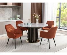 Sedia con braccioli in Velluto e Metallo Nero Terracotta - Lotto di 6 - ELEANA