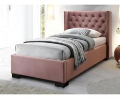 Letto testata capitonné - 90 x 200cm - Velluto rosa - MASSIMO