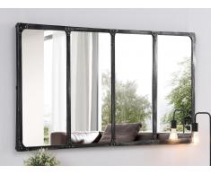 Specchio finestra L. 140 x H. 75 cm in Ferro Nero effetto antico industriale - MAASTRICHT