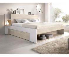Letto 140 x 190 cm Con vani portaoggetti Naturale e Bianco - KEROSIA