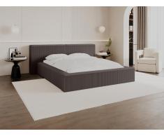 Letto contenitore 160 x 200 cm in Velluto a coste Tortora + Materasso TIMANO di Pascal Morabito