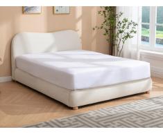 Letto con contenitore 140 x 190 cm Tessuto bouclette Bianco - VANARI