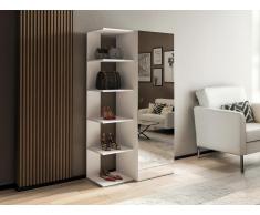 Armadio per scarpe con 4 scaffali e 1 anta specchio Bianco - SYLANY