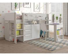 Letto combinato Con scrivania e scomparti 90 x 200 cm Bianco e Naturale - LOUKALA
