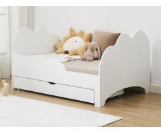 Letto evolutivo 90 x 140/170/200 cm con cassetto Abete e MDF Bianco - TEONIA