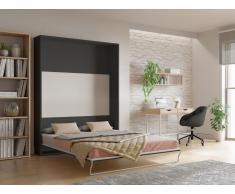 Letto estraibile 160 x 200 cm Apertura verticale manuale Antracite e Naturale - MALINA II