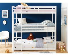 Letto a castello triplo 3 x 90 x 200 cm Pino Bianco + Materasso - VAGAR
