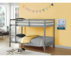 Letto a castello + Materasso 2 x 90 x 190 cm Pino massello Grigio - ANICET II