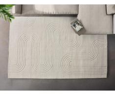 Tappeto in rilievo con motivo astratto 200 x 290 cm 100% Lana taftata a mano Avorio - LISANDRA