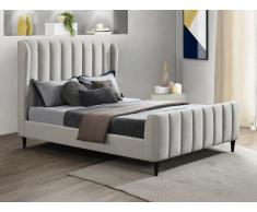 Letto 140 x 190 cm Tessuto con cuciture verticali Grigio - CASAGOTI