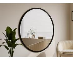 Grande specchio a muro rotondo D. 150 cm in Legno di paulownia Nero - ZANG