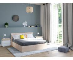 Letto con contenitore 140 x190 cm Naturale + Materasso - ELPHEGE