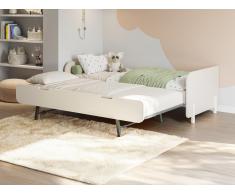 Letto a scomparsa 2 x 90 x 190 cm MDF e Pino Naturale e Beige - TALUDO