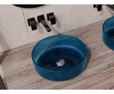 Lavabo da appoggio rotondo traslucido 40 cm in Resina Blu - SPAVO
