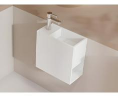 Lavabo sospeso con nicchia Rubinetto a sinistra 40 cm in Solid Surface Bianco - PUMORI