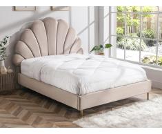 Letto conchiglia 160 x 200 cm Velluto Beige - LIVAYA