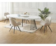 Set tavolo FIRELA + 4 sedie GULSUN Effetto marmo Bianco e Beige