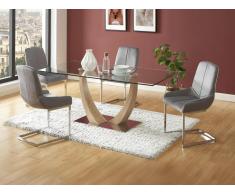 Set tavolo MELODIE II + 4 sedie BERLONA Trasparente e Grigio