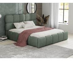 Letto con contenitore 140 x 190 cm Tessuto bouclette Verde acqua + Materasso - DAMADO di PASCAL MORABITO