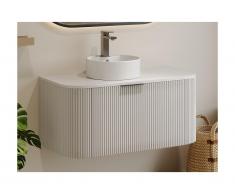 Mobile sotto lavabo sospeso a righe 100 cm Bianco opaco - LOMERI