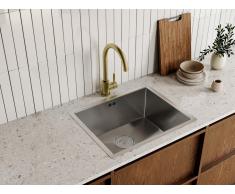 Set lavandino 55 x 45 cm SOELA + rubinetto ROMILY in Acciaio inossidabile Dorato
