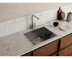 Set lavandino 55 x 45 cm SOELA + rubinetto ROFILA in Acciaio inossidabile Grigio