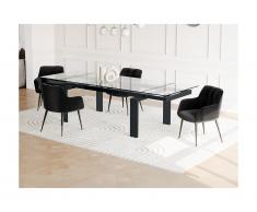 Set tavolo LUBANA + 4 sedie PEGA Trasparente e Nero