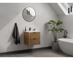 Mobile sotto lavabo sospeso a righe L60 cm Naturale chiaro - ZEVARA
