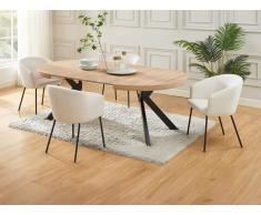 Set tavolo KOMONI + 4 sedie MORONI Naturale e Panna