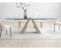 Tavolo da pranzo allung. 6-10px vetro temp., Ceramica Metallo Beige Trasparente - LOZIPA della Maison Céphy