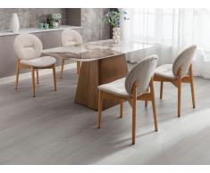 Sedia in Tessuto e Legno di hevea Beige - Lotto di 6 - ISADIO