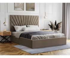 Letto con contenitore 160 x 200 cm Velluto Tortora RILIODA di Pascal Morabito