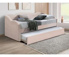 Letto divano a scomparsa 2 x 90 x 190 cm Velluto Rosa - LENVIA