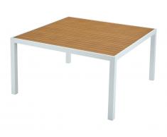 Tavolo da pranzo da giardino quadrato in Alluminio L.140 cm Naturale chiaro e Bianco - MACILA di MYLIA
